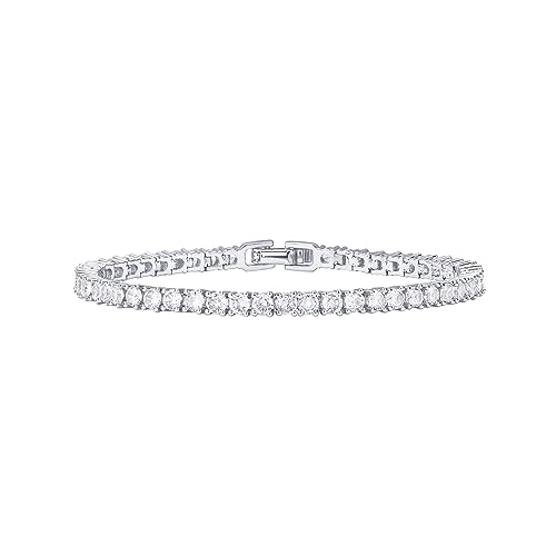 PAVOI 14K Gold Plated Cubic Zirconia Classic Tennis Bracelet | White Gold Bracelets for Women | 6.5 Inches