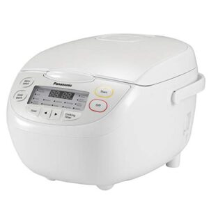 panasonic 5 cup (uncooked) rice cooker with pre-programmed cooking options for brown rice, white rice, and porridge or soup - 1.0 liter - sr-cn108 (white)