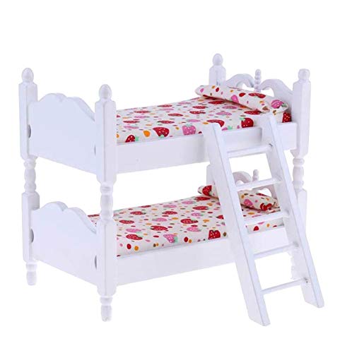 EatingBiting 1:12 Handmade Mini Miniature Double Bedroom Furniture Bunk Bed Ladder Bunk Beds Room Furniture Accessories