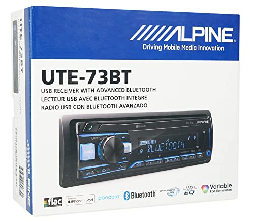 ALPINE UTE-73BT Digital Media Bluetooth Car Stereo Receiver w/USB+AUX Cable