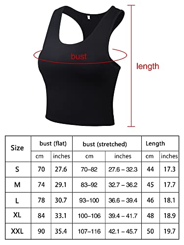 Boao 4 Pieces Basic Crop Tank Tops Sleeveless Racerback Crop Top for Women(Black, White, Dark Grey, Navy Blue,Small)