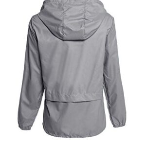 Avoogue Raincoat Women Lightweight Waterproof Rain Jackets Bike Jackets Packable Outdoor Hooded Windbreaker (Grey L)