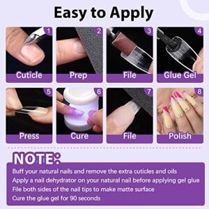 Clear Acrylic French Nail Tip BTArtbox 500pcs Half Cover Fake/False Nail with Case for Dip Powder Nail Salons and DIY Nail Art, 10 Sizes