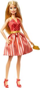 mattel barbie holiday red and gold dress gff68