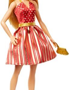 Mattel Barbie Holiday RED and Gold Dress GFF68