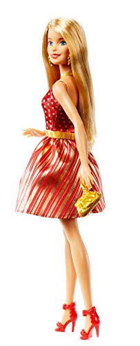 Mattel Barbie Holiday RED and Gold Dress GFF68