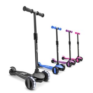 6ku scooter for kids ages 3-5 with flash wheels, kids scooter 4 adjustable height, toddler scooter extra-wide pu led wheels, 3 wheel scooter for kids for girls & boys learn to steer(black)