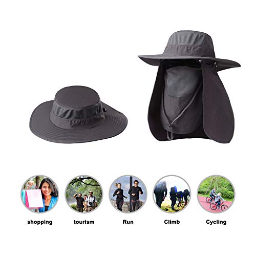 Fishing Hat,Sun Cap with UPF 50+ Sun Protection and Neck Flap,for Man and Women Dark Gray