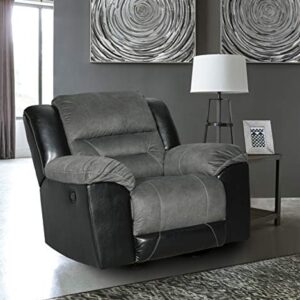 Signature Design by Ashley Earhart Faux Leather Manual Rocker Recliner, Gray