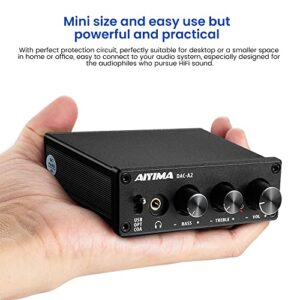 AIYIMA DAC-A2 Headphone Amplifier DAC with Bass Treble Controls PC-USB/Optical/Coaxial Inputs, RCA/3.5mm Headphone Ouput Digital to Analog Desktop Audio Converter 5V 24Bit 192kHz