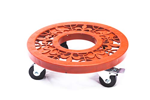 Little Easy, Patio Caddy Plant and Pot Mover; Easy Rolling; Decorative,Heavy Duty, 360° Swivel Locking Wheels; Durable Plastic; Indoor, Outdoor Home and Garden Tool; 12 Inch Plant Dolly (Terra Cotta)