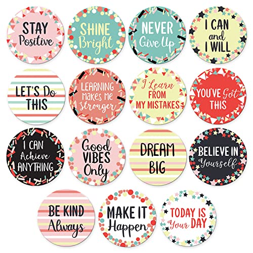 Sweetzer & Orange 30 Growth Mindset Confetti Positive Sayings Accents | Motivational Wall Art Inspirational Quote Cards with Matching Pastel Colors for Classroom Decorations, Office, Nursery (7-Inch)