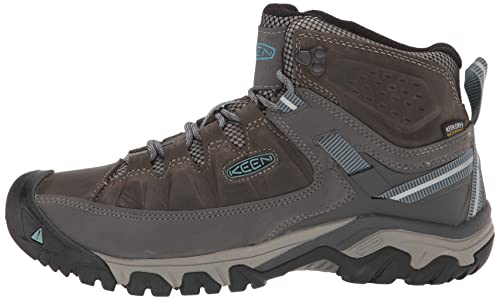 KEEN Women's Targhee 3 Mid Height Waterproof Hiking Boots, Magnet/Atlantic Blue, 7.5