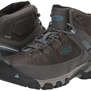 KEEN Women's Targhee 3 Mid Height Waterproof Hiking Boots, Magnet/Atlantic Blue, 7.5