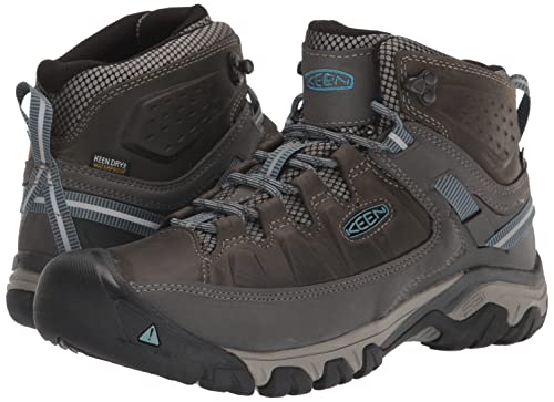 KEEN Women's Targhee 3 Mid Height Waterproof Hiking Boots, Magnet/Atlantic Blue, 7.5