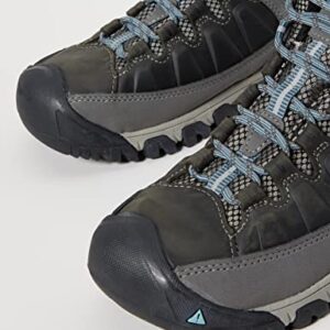 KEEN Women's Targhee 3 Mid Height Waterproof Hiking Boots, Magnet/Atlantic Blue, 7.5