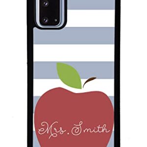 Apple Teachers Appreciation Personalized Black Rubber Phone Case Compatible With Samsung Galaxy S23 S23+ Ultra S22 S22+ S21 S21FE S21+ S20FE S20+ S20 Note 20 S10 S10+ S10e