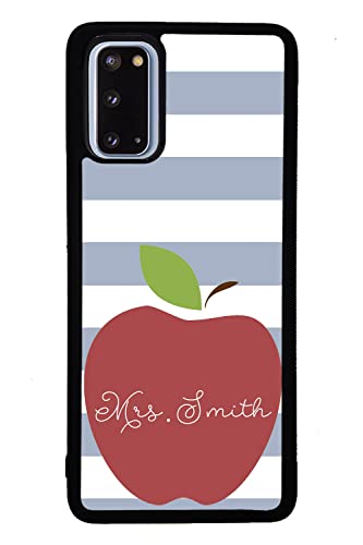 Apple Teachers Appreciation Personalized Black Rubber Phone Case Compatible With Samsung Galaxy S23 S23+ Ultra S22 S22+ S21 S21FE S21+ S20FE S20+ S20 Note 20 S10 S10+ S10e