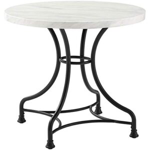crosley furniture madeleine 32" round dining table, steel with faux marble top