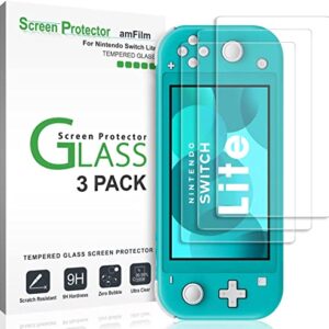 amFilm Tempered Screen Protector for Nintendo Switch Lite 2019, Glass, 3 Pack