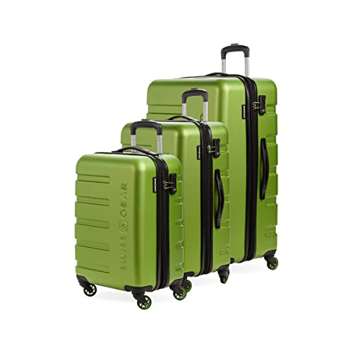 SwissGear 7366 Hardside Expandable Luggage with Spinner Wheels, Green, 3-Piece Set (19/23/27)