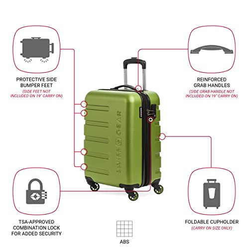 SwissGear 7366 Hardside Expandable Luggage with Spinner Wheels, Green, 3-Piece Set (19/23/27)