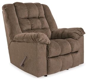 signature design by ashley drakestone tufted manual rocker recliner with lumber heat and massage, light brown