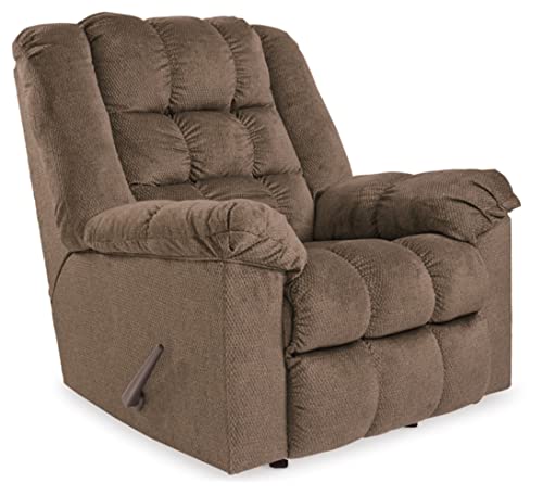 Signature Design by Ashley Drakestone Tufted Manual Rocker Recliner with Lumber Heat and Massage, Light Brown