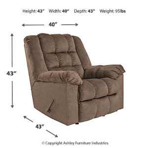 Signature Design by Ashley Drakestone Tufted Manual Rocker Recliner with Lumber Heat and Massage, Light Brown