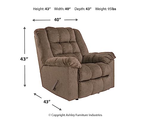 Signature Design by Ashley Drakestone Tufted Manual Rocker Recliner with Lumber Heat and Massage, Light Brown