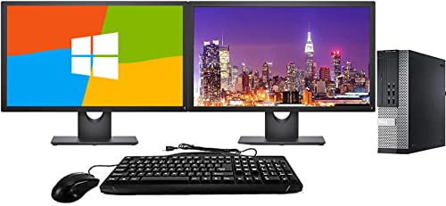 Dell Optiplex 9020 SFF Computer Desktop PC, Intel Core i5 Processor, 16GB Ram, 2TB Hard Drive, WiFi, Bluetooth 4.0, DVD-RW, Dual 24 Inch LCD Monitors Windows 10 Pro (Renewed)