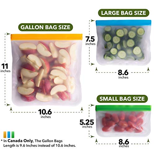 Greenzla Reusable Food Storage Bags – 12 Pack BPA FREE Freezer Bags (4 Reusable Gallon Bags & 4 Reusable Sandwich Bags & 4 Reusable Snack Bags), EXTRA THICK & Leakproof Reusable Lunch Bags for Food