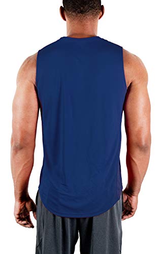 DEVOPS 3 Pack Men's Muscle Shirts Sleeveless Dri Fit Gym Workout Tank Top (X-Large, Black/Navy/Gray)