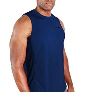 DEVOPS 3 Pack Men's Muscle Shirts Sleeveless Dri Fit Gym Workout Tank Top (X-Large, Black/Navy/Gray)