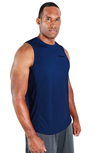 DEVOPS 3 Pack Men's Muscle Shirts Sleeveless Dri Fit Gym Workout Tank Top (X-Large, Black/Navy/Gray)