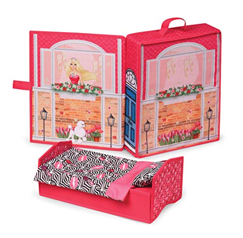 Badger Basket Home & Go Dollhouse Playset Travel & Storage Case with Pop-up Bed for 12 inch Fashion Dolls