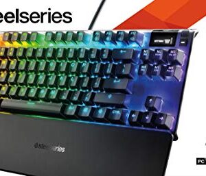 SteelSeries Apex 7 TKL Compact Mechanical Gaming Keyboard – OLED Smart Display – USB Passthrough and Media Controls – Linear and Quiet – RGB Backlit (Red Switch)