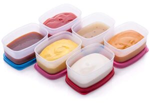 reusable airtight food containers pk. of 6-3 oz. for snacks, baby/toddler food/puree, condiments, picnics food prep, lunch, plastic food storage containers–dishwasher, microwave, freezer safe bpa free