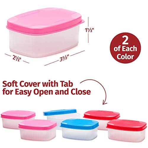 Reusable Airtight Food Containers pk. of 6-3 oz. for Snacks, Baby/Toddler Food/Puree, Condiments, Picnics Food Prep, Lunch, Plastic Food Storage Containers–Dishwasher, Microwave, Freezer Safe BPA free