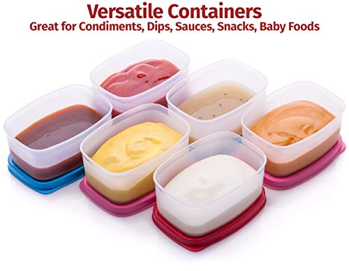 Reusable Airtight Food Containers pk. of 6-3 oz. for Snacks, Baby/Toddler Food/Puree, Condiments, Picnics Food Prep, Lunch, Plastic Food Storage Containers–Dishwasher, Microwave, Freezer Safe BPA free