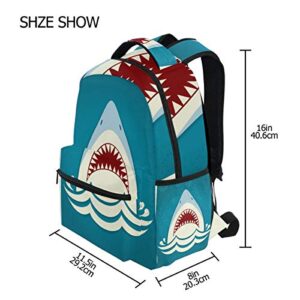 School Backpack Shark Tooth Jaws Teens Girls Boys Schoolbag Travel Bag