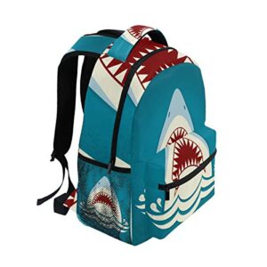 School Backpack Shark Tooth Jaws Teens Girls Boys Schoolbag Travel Bag