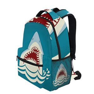 School Backpack Shark Tooth Jaws Teens Girls Boys Schoolbag Travel Bag