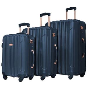 kensie women's alma hardside spinner luggage, tsa-approved, midnight blue, 3-piece set (20/24/28)
