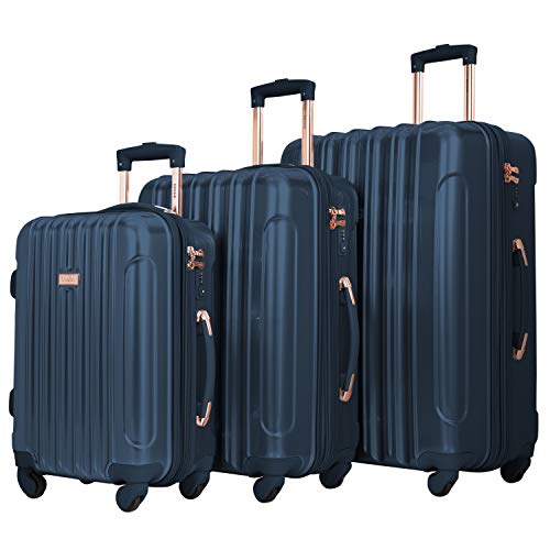 kensie Women's Alma Hardside Spinner Luggage, TSA-Approved, Midnight Blue, 3-Piece Set (20/24/28)