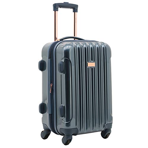 kensie Women's Alma Hardside Spinner Luggage, TSA-Approved, Midnight Blue, 3-Piece Set (20/24/28)