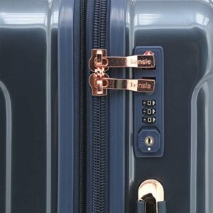 kensie Women's Alma Hardside Spinner Luggage, TSA-Approved, Midnight Blue, 3-Piece Set (20/24/28)