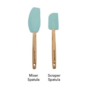 KitchenAid Classic Bamboo Spatula Set, set of 2, Aqua Sky