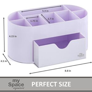 Acrylic Desk Organizer for Office Supplies and Accessories Pen Holder Office Organization Desktop Organizer for Room College Dorm Home School, Light Purple (White Lavender)