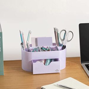 Acrylic Desk Organizer for Office Supplies and Accessories Pen Holder Office Organization Desktop Organizer for Room College Dorm Home School, Light Purple (White Lavender)